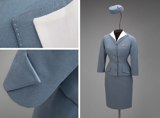 Pan American World Airways stewardess uniform by Don Loper, 1959