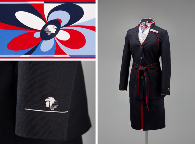 Aeroméxico flight attendant uniform by Macario Jiménez, 2008