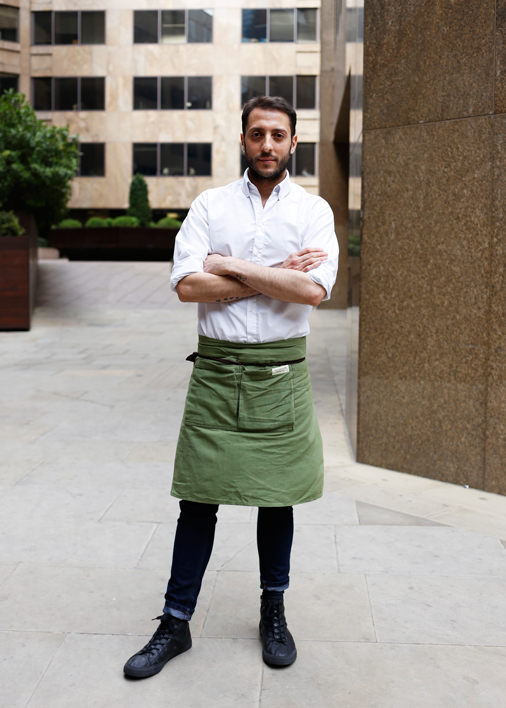 field-grey-male-bespoke-cotton-waist-apron-devonshireterrace-corneyandbarrow