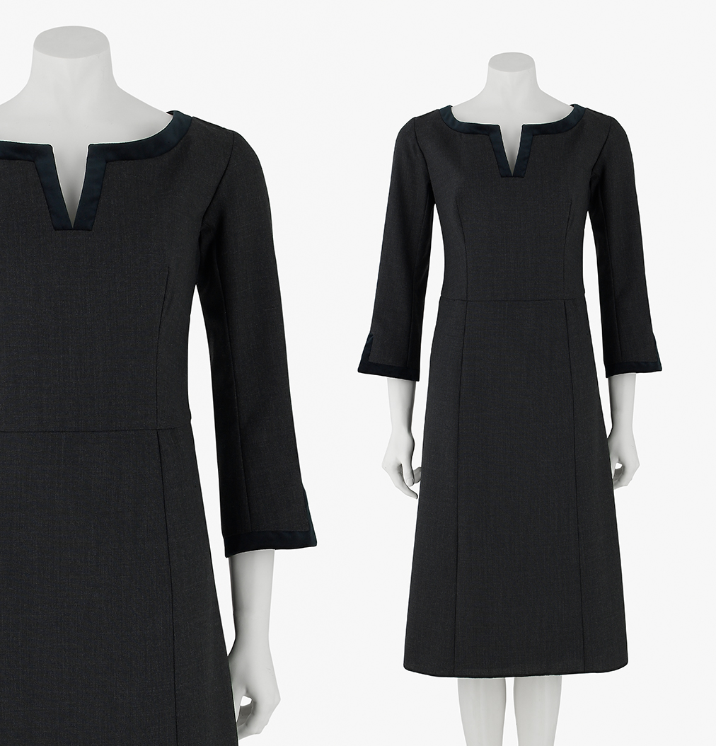 field-grey-female-victorian-neckline-uniform-receptionist-dress-boundry-prescottandconran